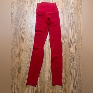 Red lululemon align leggings 28” never worn